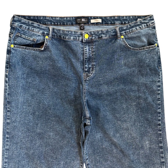 Logo Lori Goldstein x Smiley World Stone Wash Raw Hem Wide Leg Jeans Size 24WP - Picture 5 of 7